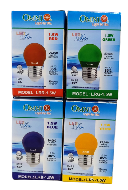 Colored Round Bulb LED E27 220V packs in blue, green, orange, and purple for vibrant lighting options