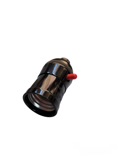 Omni E27 Socket with Push Thru Switch black lighting accessory with red switch button