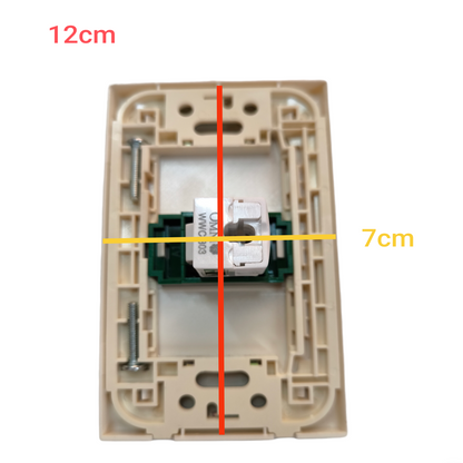 Ethernet network outlet Omni WWP-110 in beige housing with mounting points for easy installation