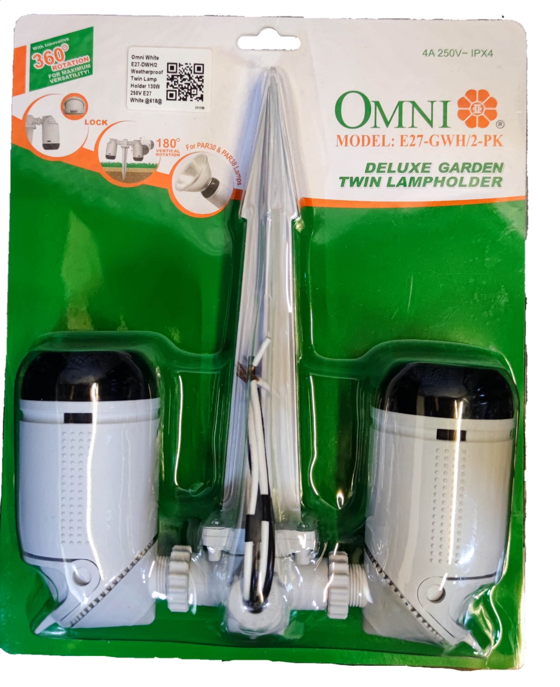 Omni garden lamp holder 2 x E27 with dual fixtures for versatile outdoor lighting