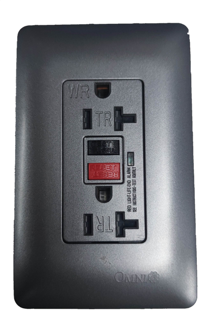 Omni GFCI 2 gang outlet 220V with weather-resistant design and test-reset button