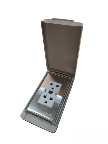 Omni & Royu GFCI Duplex Outlet 20A 250V with protective cover for outdoor use
