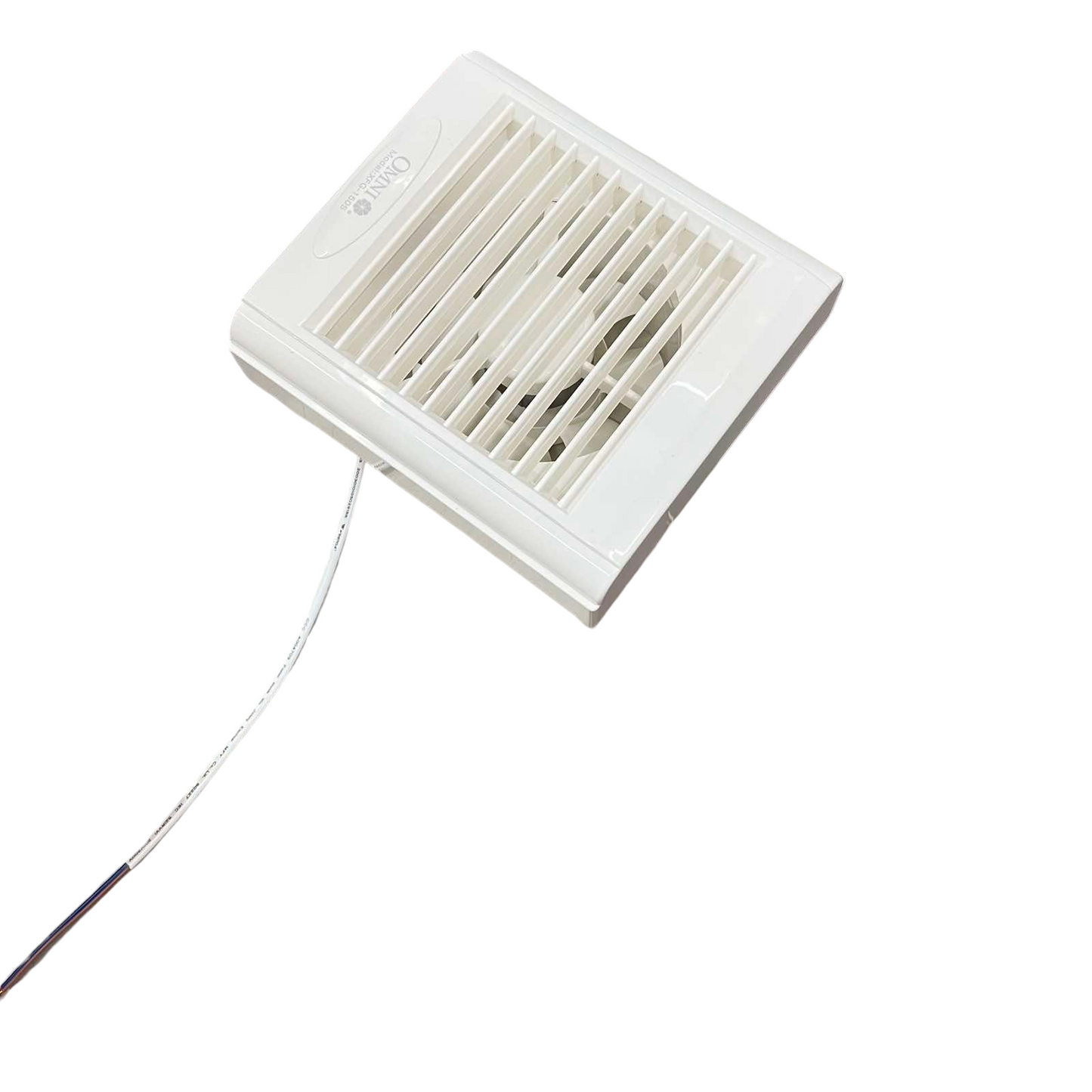 Omni white glass mounted exhaust fan with a pull cord for easy ventilation control