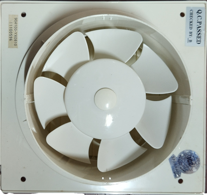 Omni white glass mounted exhaust fan with curved blades for efficient ventilation