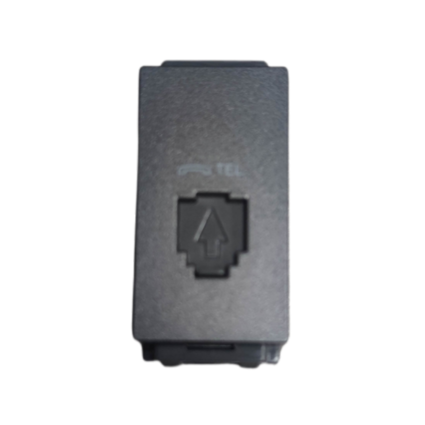 Omni graphite telephone wall jack single port RJ11 modular insert with TEL marking for home
