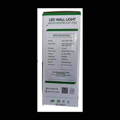 Omni IP65 outdoor LED wall lamp 2700K with a weatherproof design and polycarbonate material