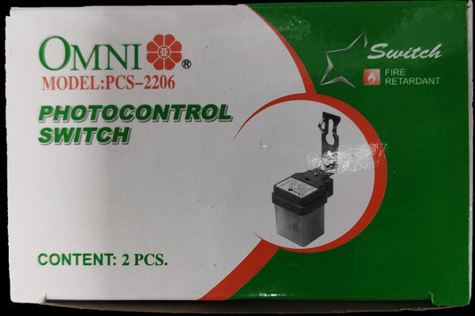 Omni photocontrol switch model PCS-2206 Light Sensor 220V 6A fire retardant pack of two