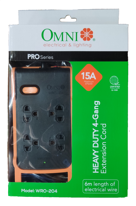 Omni multi outlet power strip heavy duty 4 gang extension cord with 6 meter electrical wire