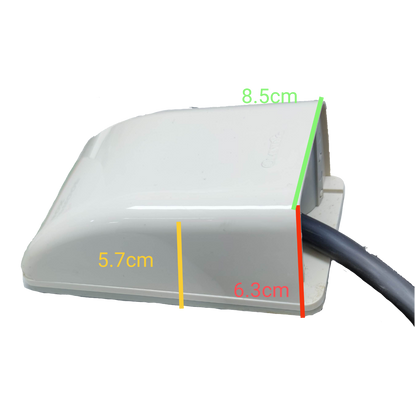 Omni outdoor electrical box cover 1-3 gang in white, measuring 8.5cm by 6.3cm for weatherproof protection
