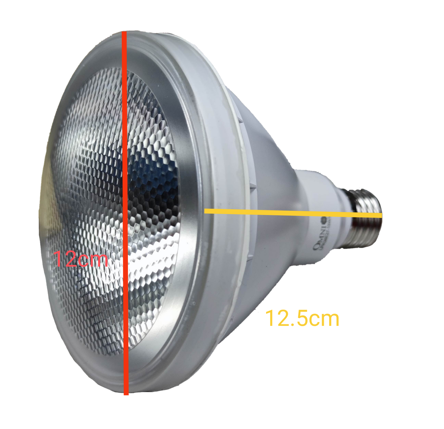 Omni PAR 38 LED 15W warm white bulb with reflective lens for enhanced brightness and energy efficiency