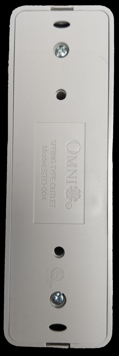 Omni surface type outlet white power point with two screw holes for secure mounting