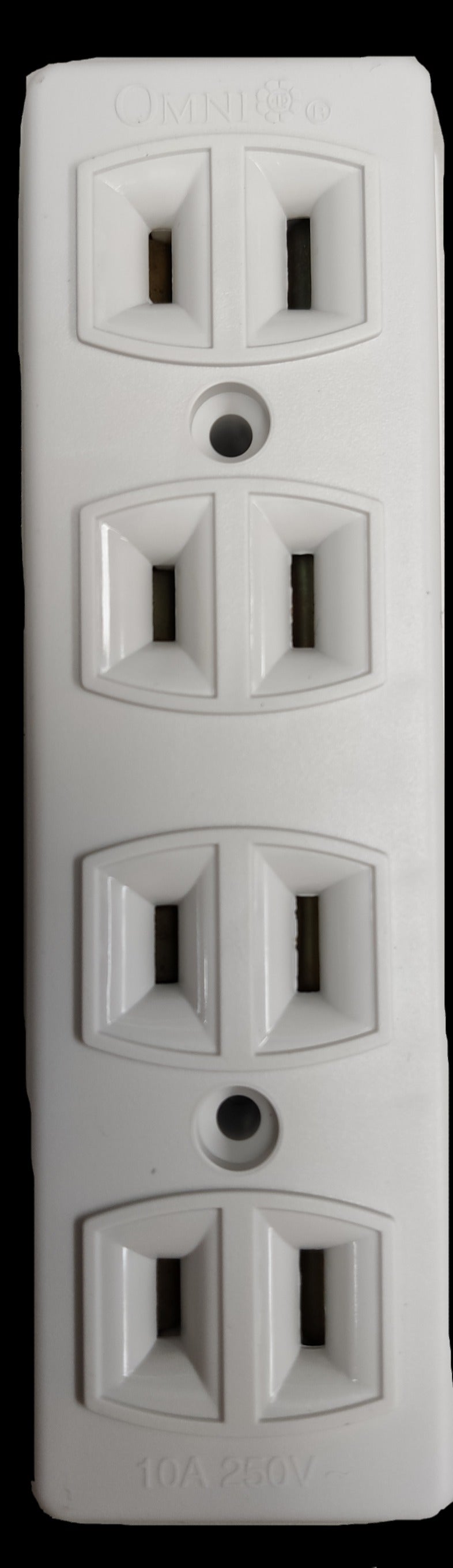 Omni surface type outlet power strip with four dual electrical sockets in white