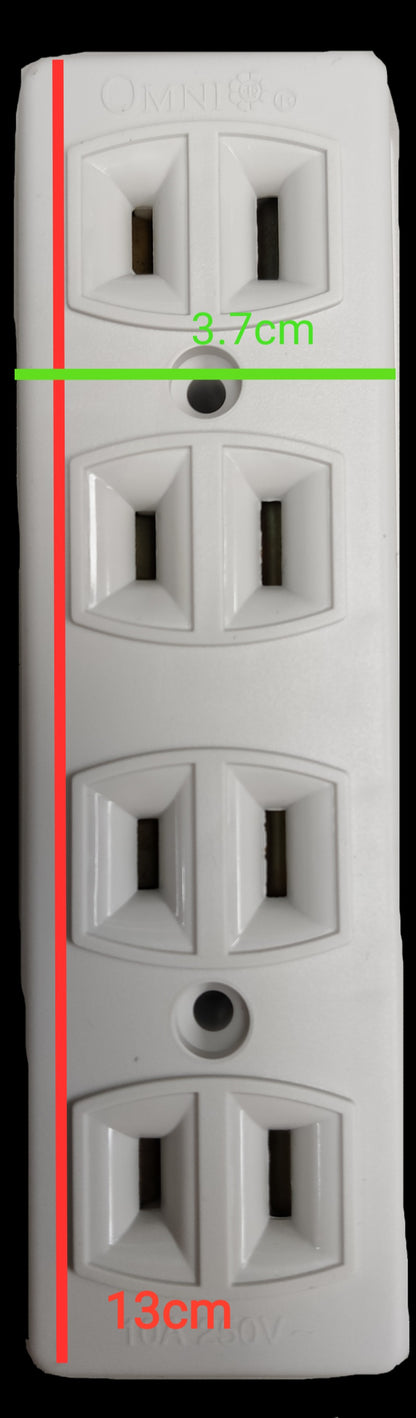 Omni surface type outlet white power strip with four dual sockets and compact design