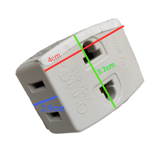 Omni triple tap adapter 10A 250V with three outlet ports for convenient power access