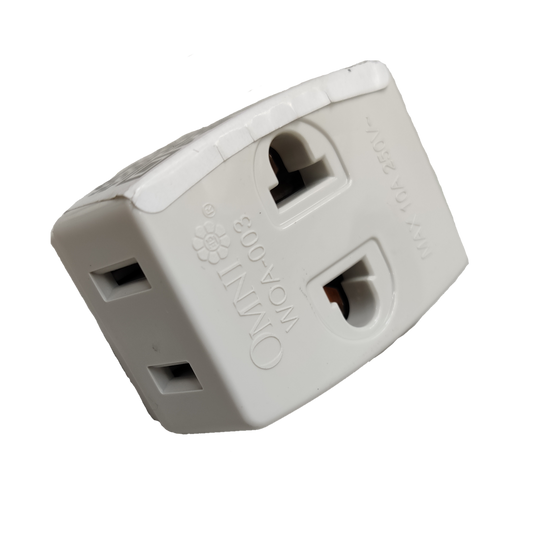 Omni triple tap adapter 10A 250V with three outlets for convenient power access