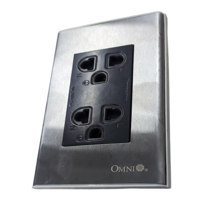 Omni universal duplex outlet 220v with stainless steel faceplate for power points and switches
