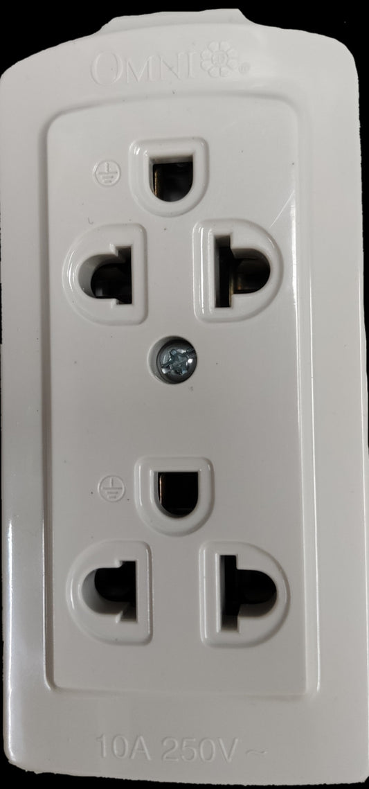 Omni universal outlet 2 gang white power point with 10A 250V rating