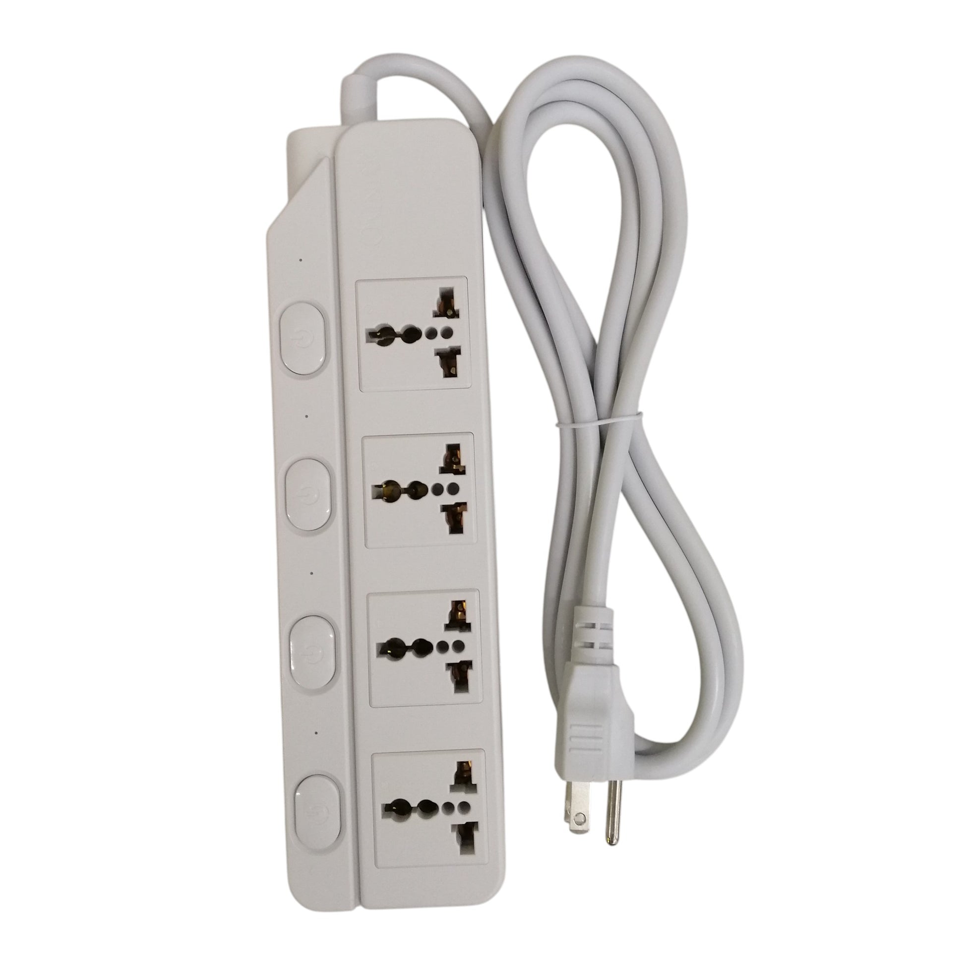 Omni white universal power strip with individual switches four universal outlets 6ft cord and three prong plug