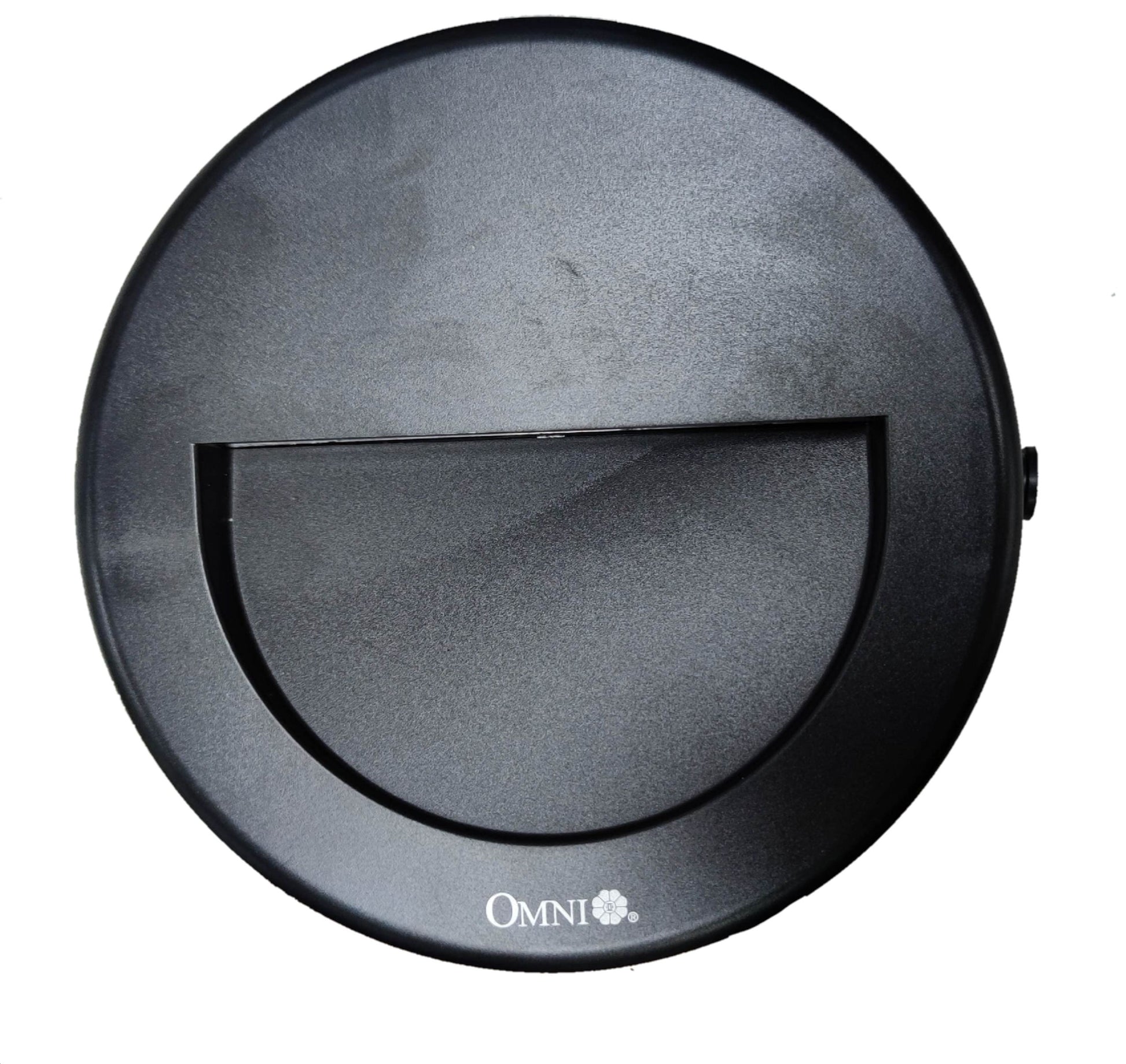 Omni Warm White Outdoor LED Wall Lamp 220V with a sleek black design for illuminating outdoor spaces