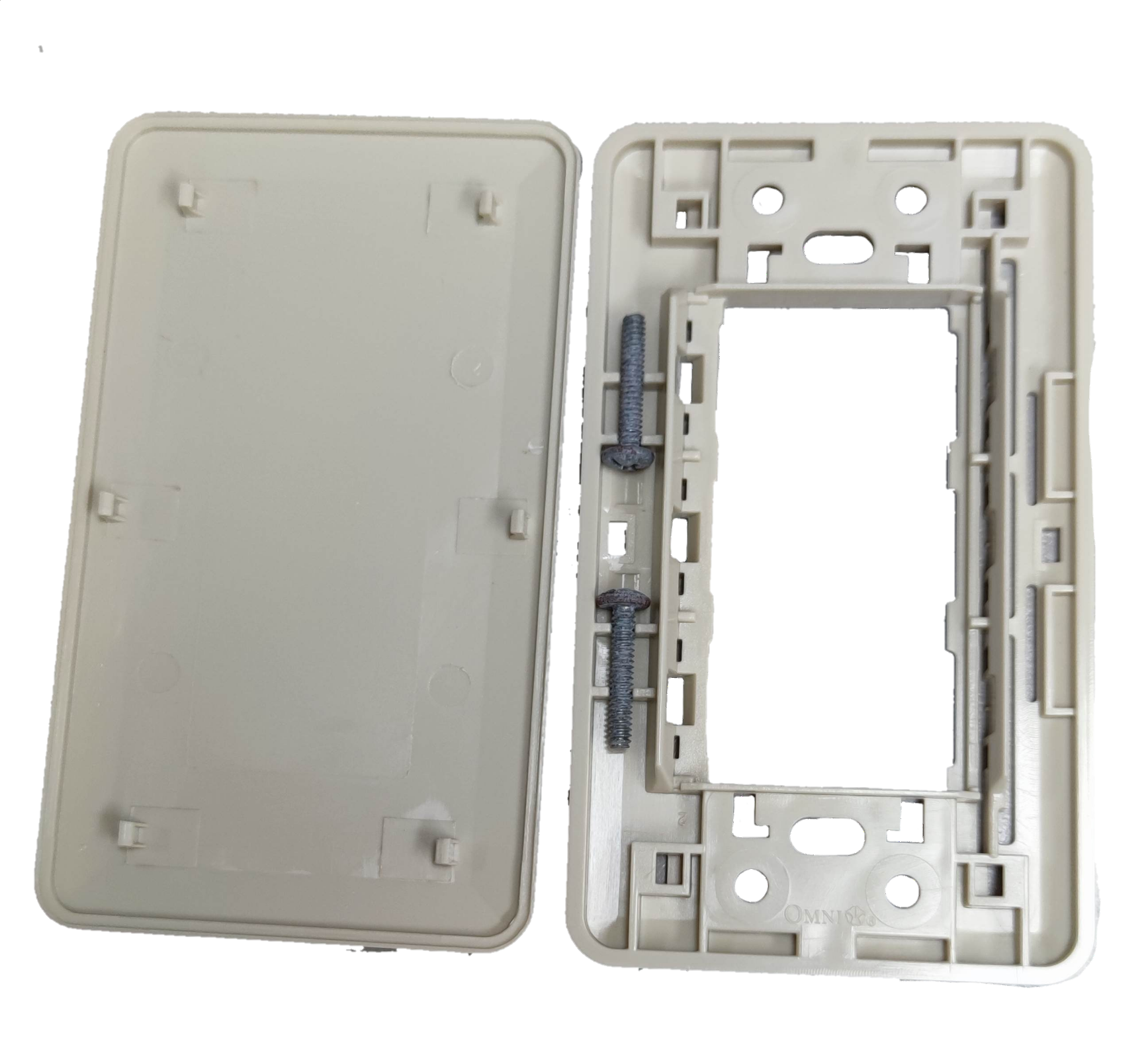 Omni WEP-100 classic cover for power points and switches with mounting screws in white plastic