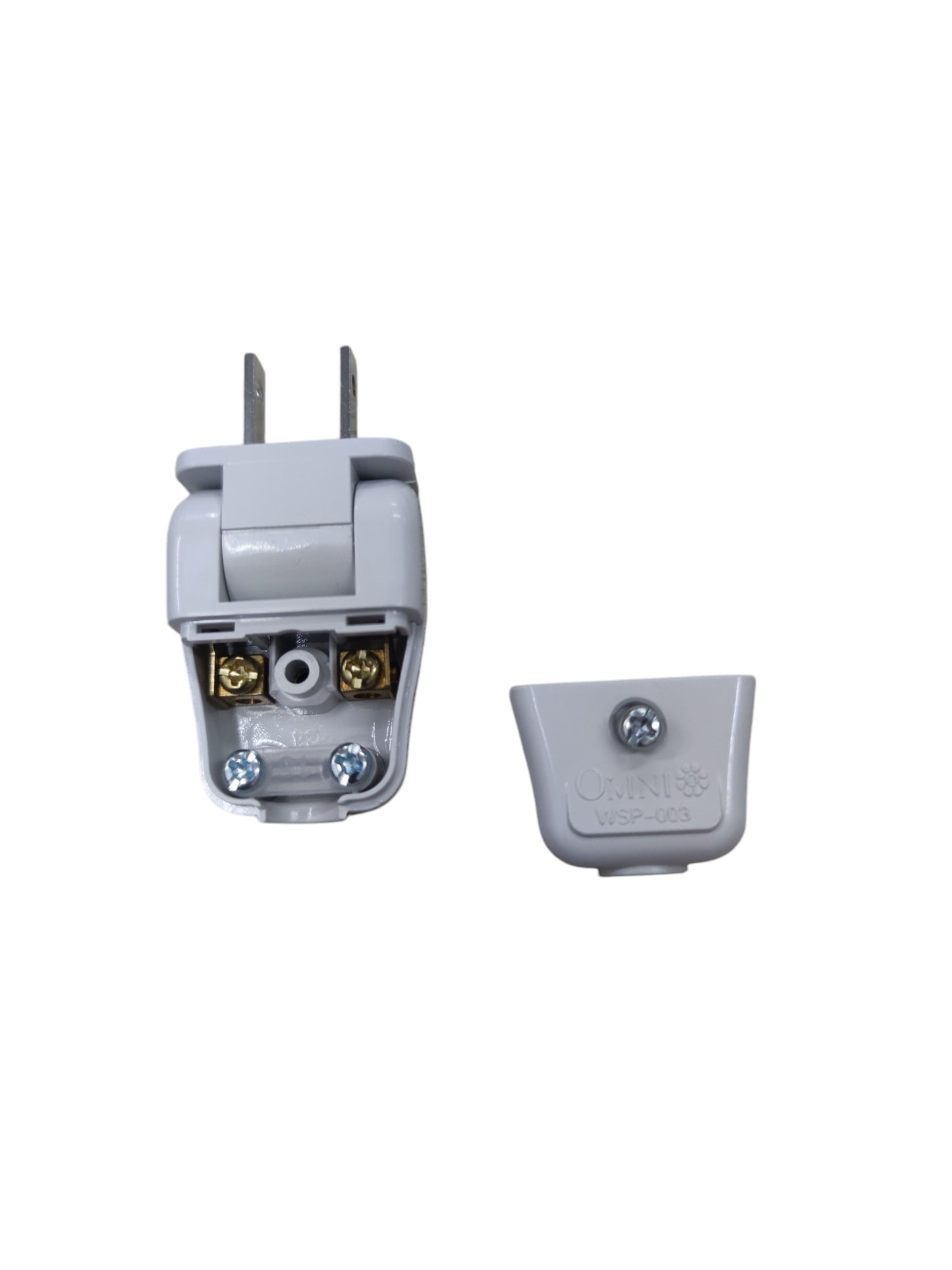 Omni WSP-003 swing plug in white with exposed wiring and detachable cover for power points