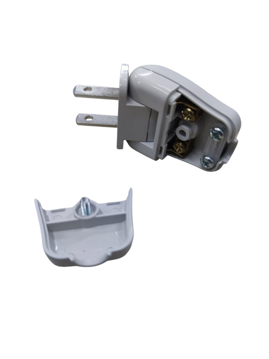 Omni WSP-003 swing plug showing opened gray plastic body and metal prongs for electrical connection