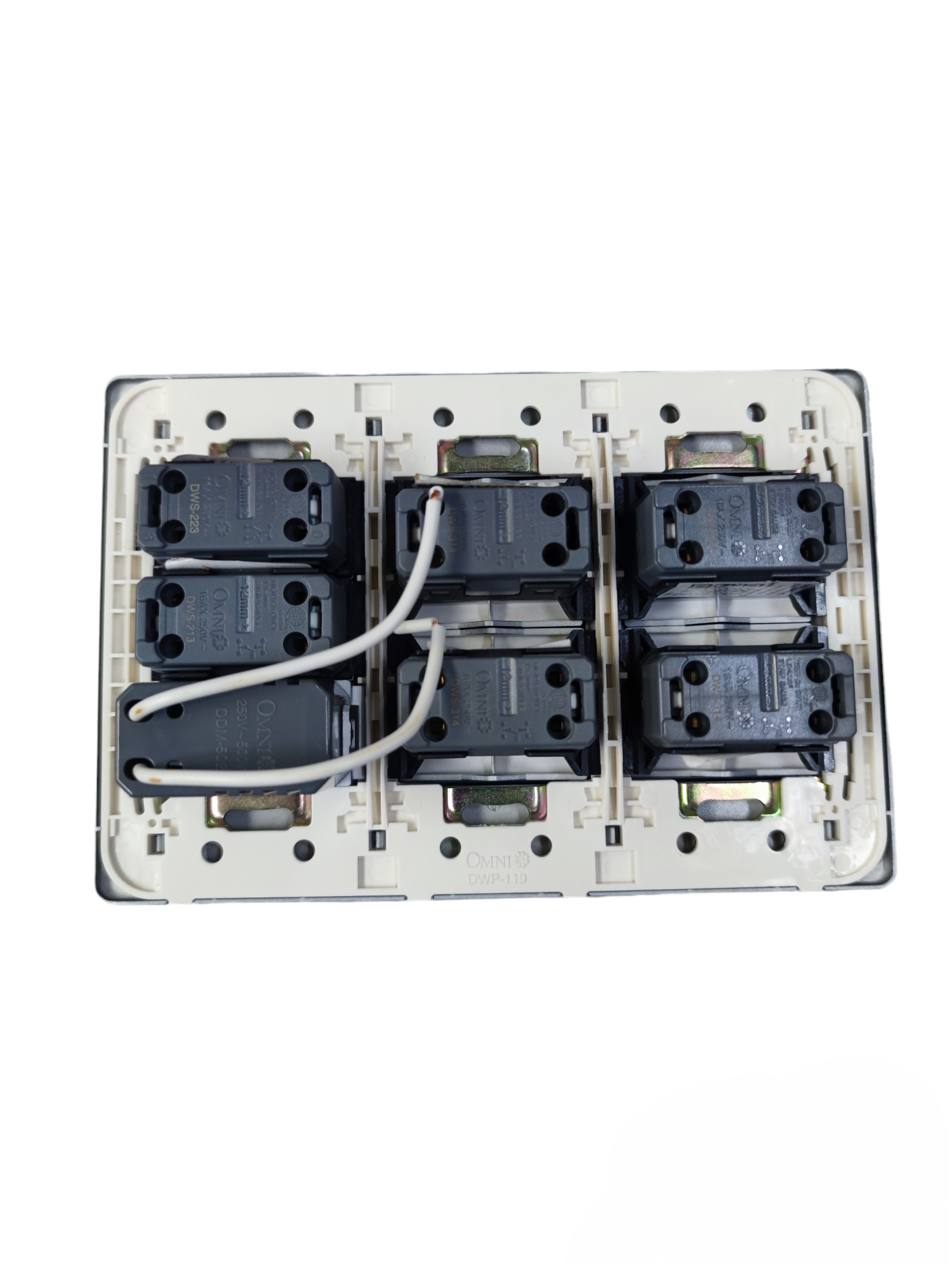 Omni 1 Way 1 Device with 500W Dimmer Switch showing back wiring and switch mechanism