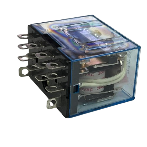 Omron LY4N-J 220V AC relay with transparent housing and multiple connection terminals
