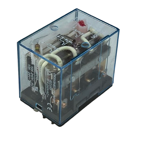 Omron LY4N-J 220V AC relay in a clear casing for electrical circuit applications