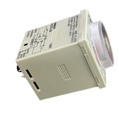 Omron multi range timer relay 8 pin front dial adjustable timer unit with schematic printed on housing