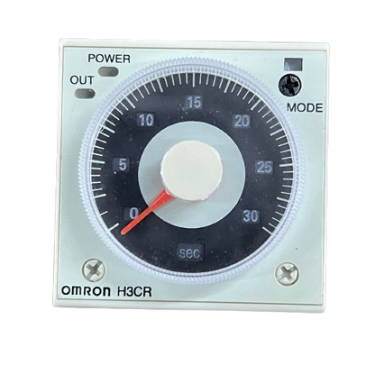 Omron H3CR multi range timer relay 8 pin analog dial with red pointer knob power and mode indicators