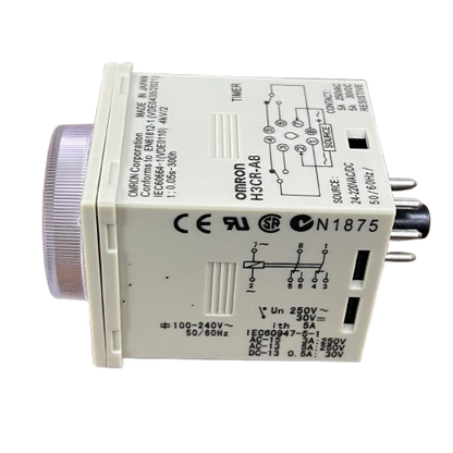 Omron multi range timer relay 8 pin white cubic timer with adjustable dial and pin connectors