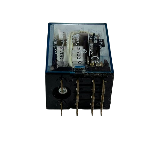Omron MY4N-J Relay 24V DC 14 Pins electrical component with clear casing and metal pins