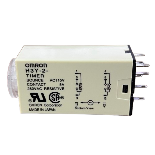 OMRON H3Y 2 industrial Timer Relay 10 seconds 8 pins 110V beige timing unit with dial