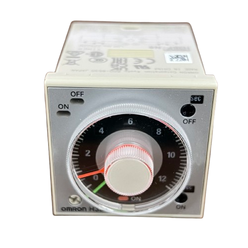 Omron timer relay 220V AC with adjustable time settings and power indicators for precise control