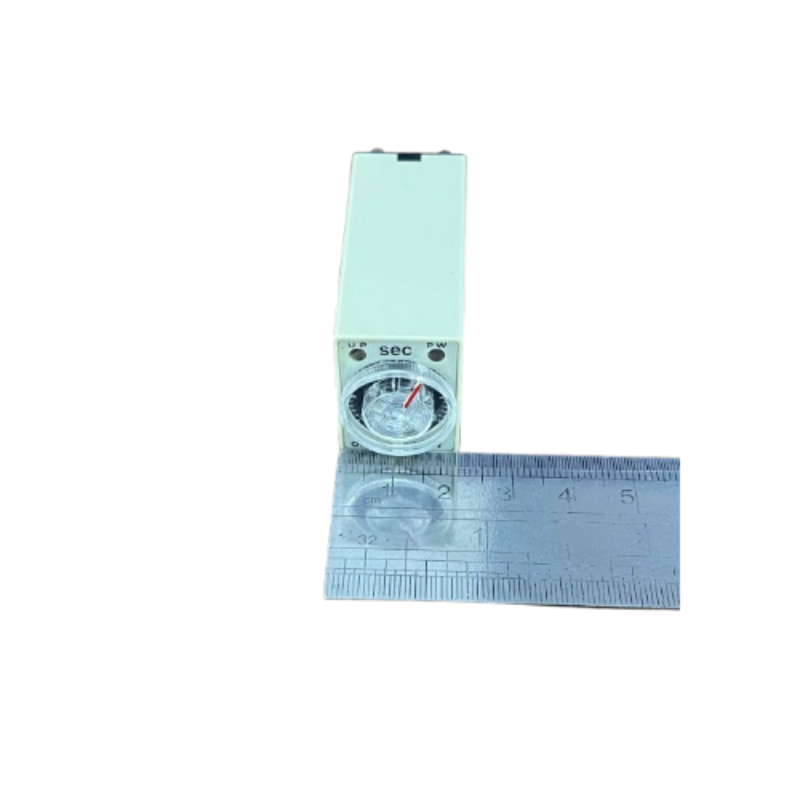 OMRON relay timer with clear seconds dial and red pointer next to ruler for scale Timer Relay 30 seconds 8 pins 110V
