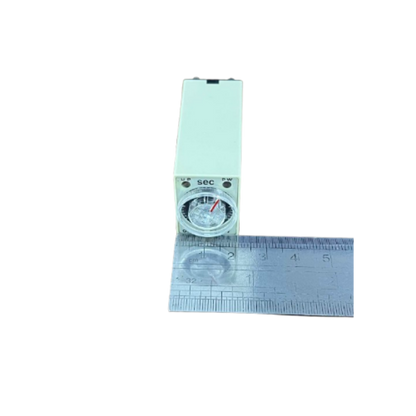 OMRON relay timer with clear seconds dial and red pointer next to ruler for scale Timer Relay 30 seconds 8 pins 110V
