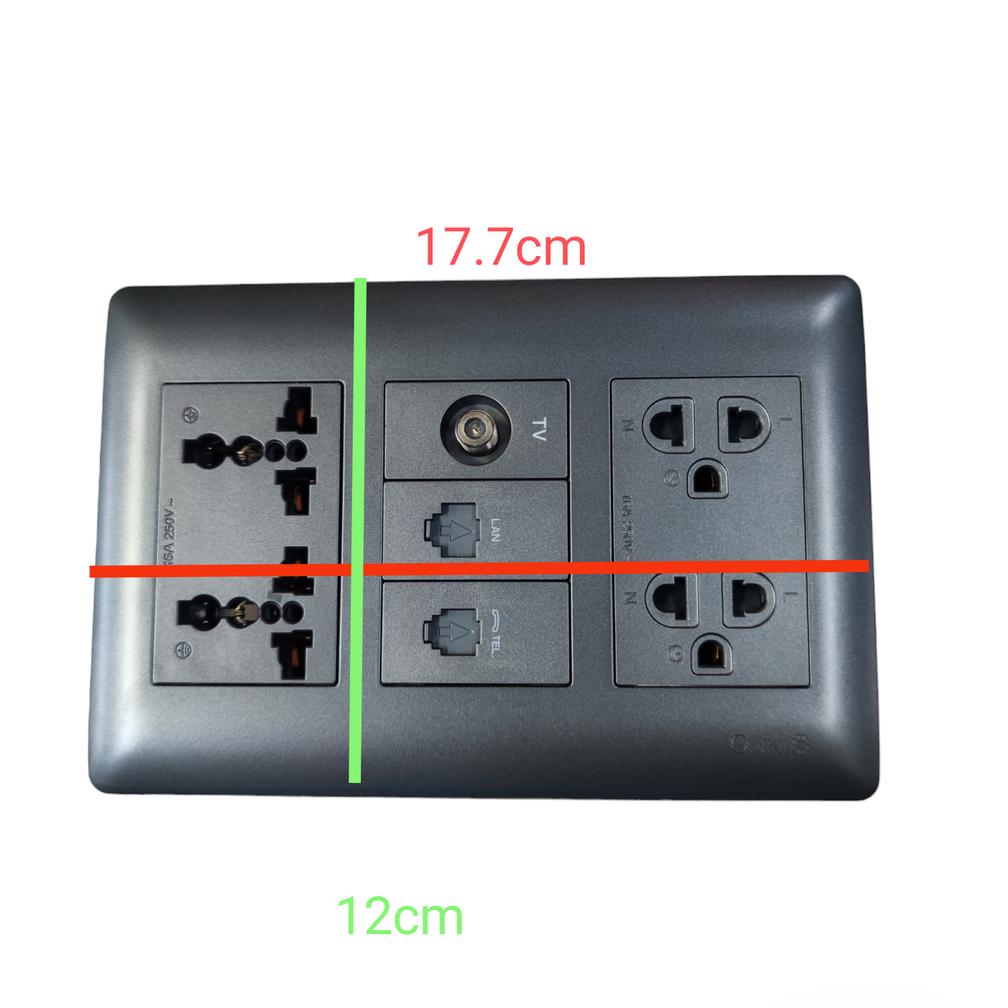 Omni combo lan telephone tv electrical outlet power points switches and plugs with multiple sockets