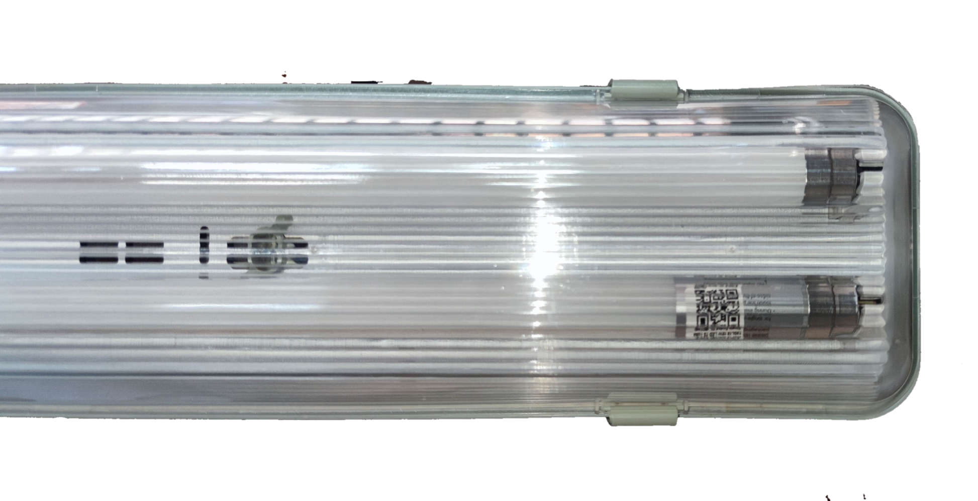Opple 2x8W single ended fluorescent lamp enclosed in a clear protective casing