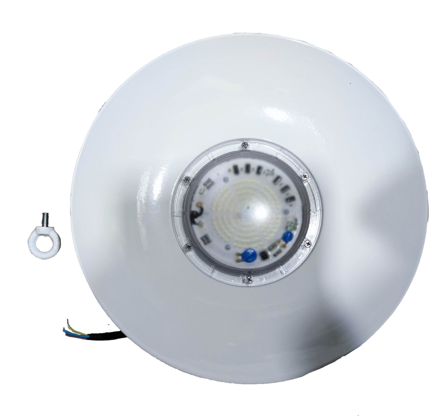 Orbik 100W LED High Bay 5700K Daylight industrial light fixture with white reflective cover