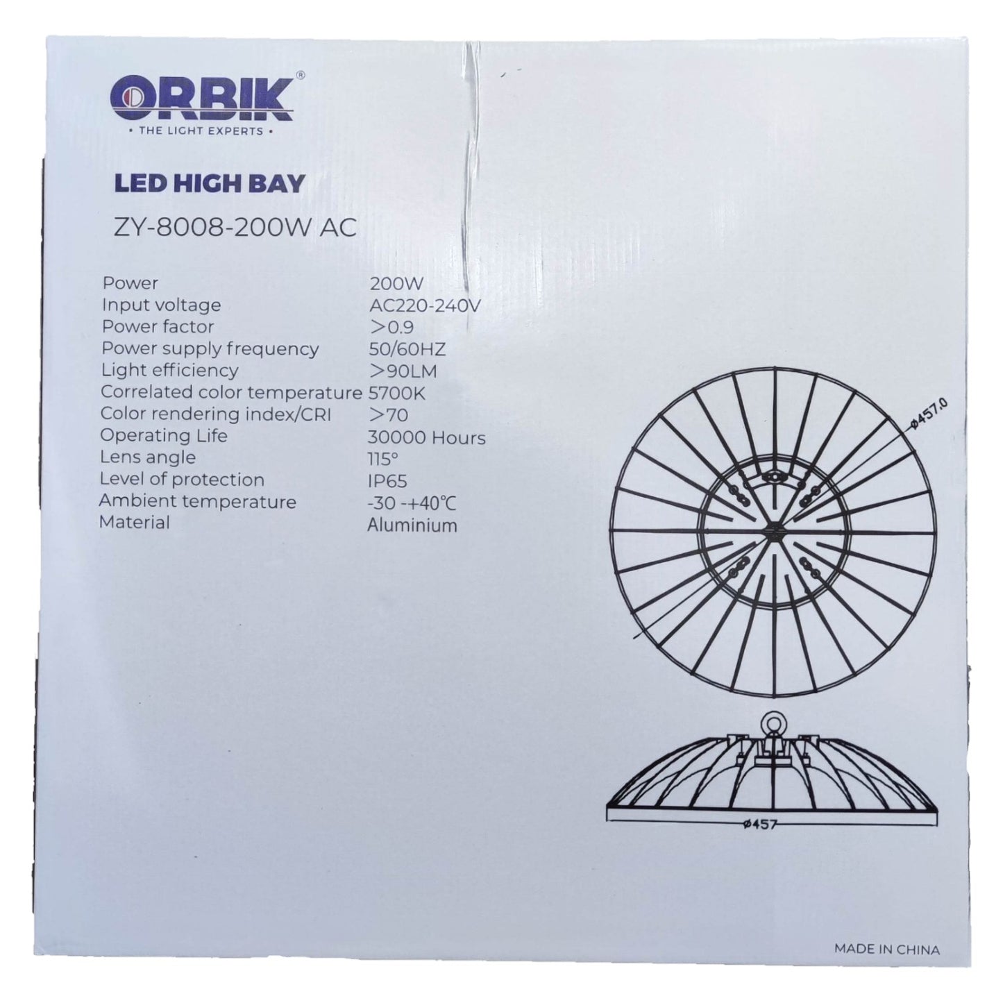 Orbik 200W LED High Bay 5700K Daylight 220V ZY-8008-200W