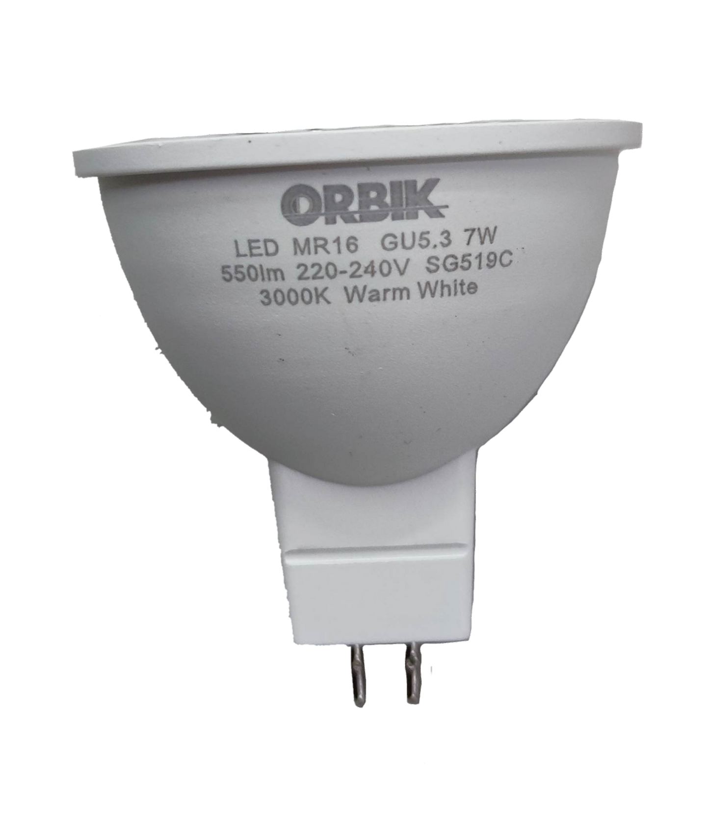 Orbik 7W warm white LED spotlight 3000K with MR16 GU5.3 base and 550 lumens