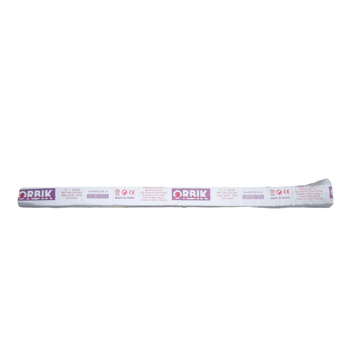 Orbik 8W T5 fluorescent tube 6500K ideal for bright and energy-efficient lighting solutions