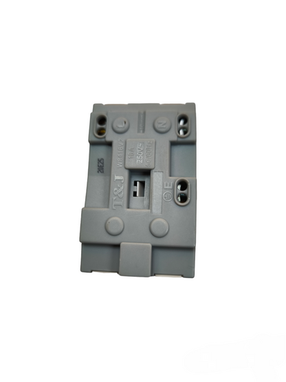 T&J Duplex Outlet Device with Ground 16A electrical power point component in gray