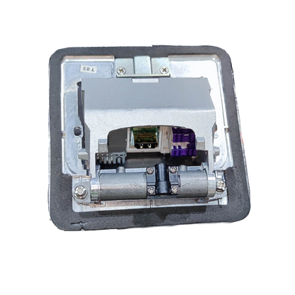 T&J Floor Outlet Pop-up 2 Gang USB Outlet with metal casing and hinge mechanism for recessed installation