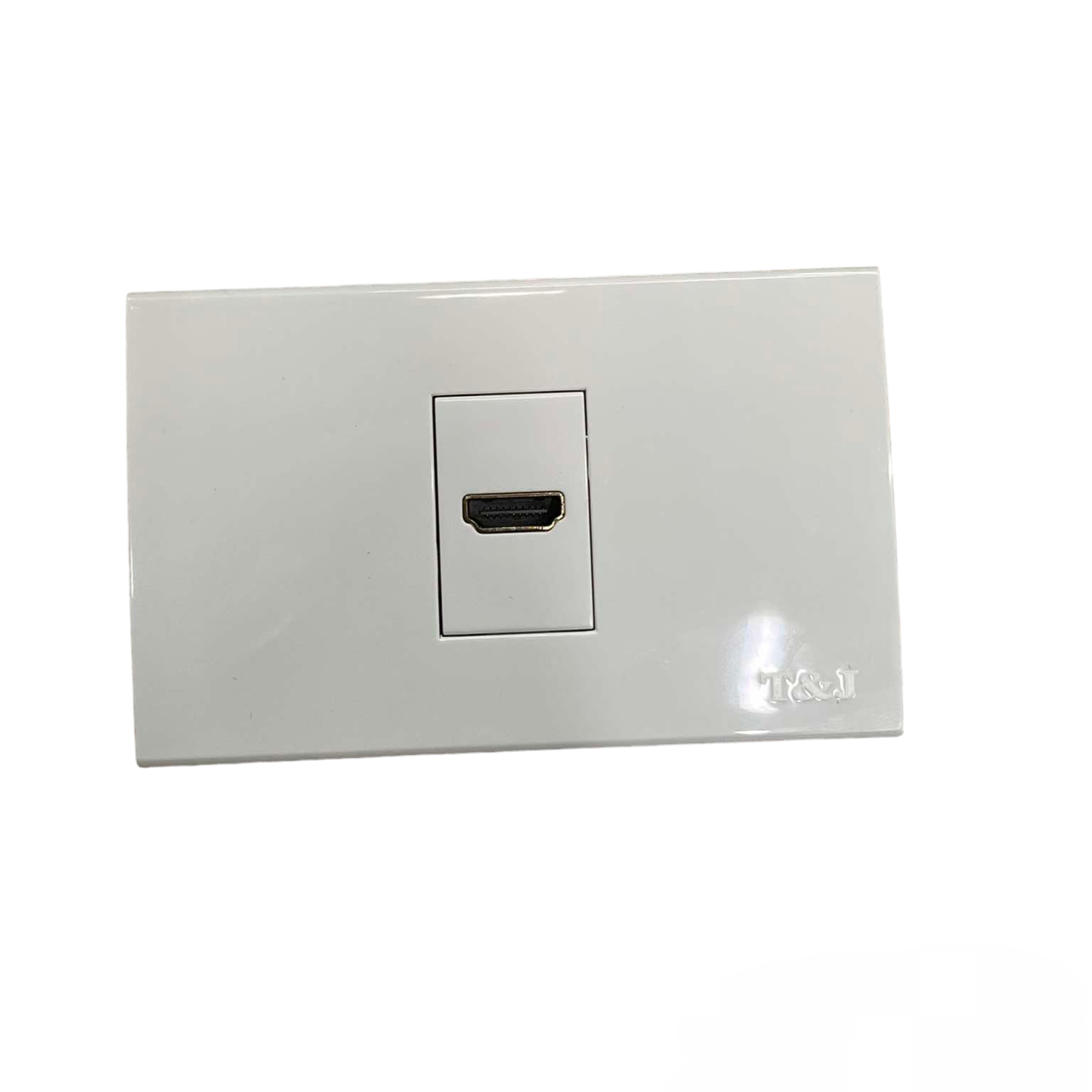 T&J HDMI Outlet with Plate Cover in white for seamless home entertainment connectivity