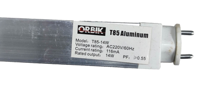 Orbik T8 to T5 adapter 14W with aluminum design, rated output for efficient lighting installations