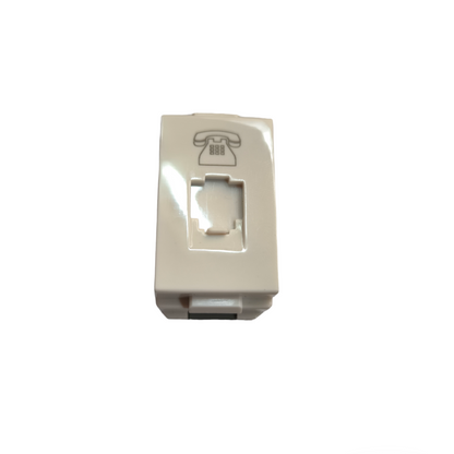 T&J Telephone Outlet 4C in white with phone icon for easy telephone connection