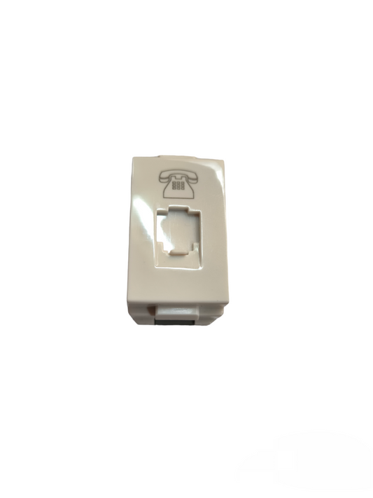 T&J Telephone Outlet 4C in white with phone icon for easy telephone connection