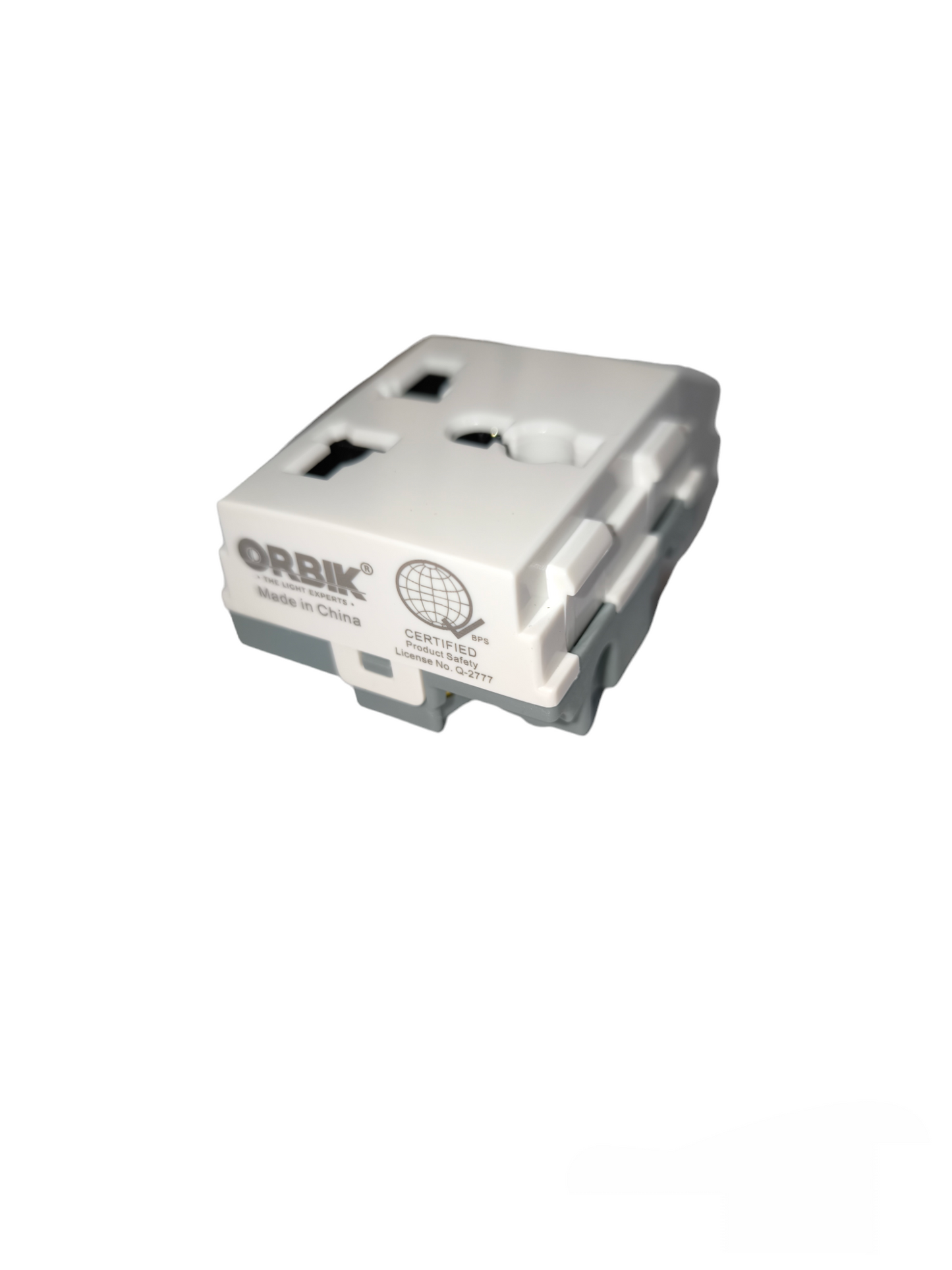 T&J Orbik Universal Outlet Device 16A 250V power point switch and plug adapter in white